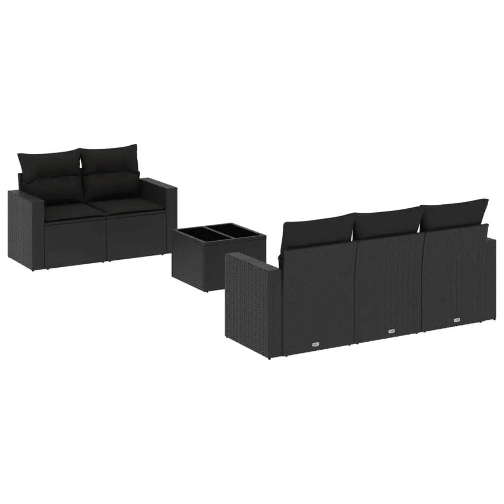 6 Piece Outdoor Garden Sofa Set PE Rattan Modular Sectional Black