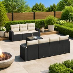 Practical 8 Piece Black Garden Sofa Set for Your Patio