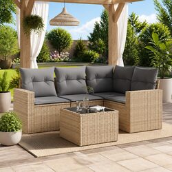 Versatile 5 Piece Beige Outdoor Sofa Set for Relaxation