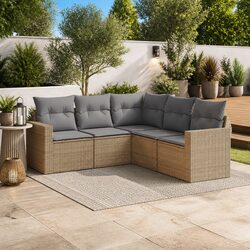 Outdoor Sectional Sofa Set 5 Piece Garden Furniture Beige Modular Seating with