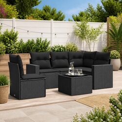 Versatile 6 Piece Black Outdoor Sectional Sofa Set