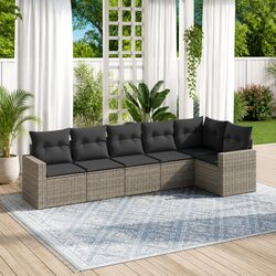 Practical 6-Piece Outdoor Sectional Sofa Set in Grey