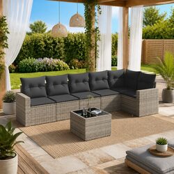 Practical 7 Piece Grey Rattan Outdoor Sofa Set