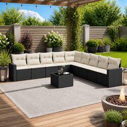 10-Piece Black Sectional Sofa for Outdoor Use