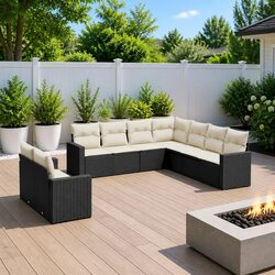 Ideal 9-Piece Rattan Sofa Set for Outdoor Gatherings