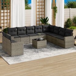 11-Piece Grey Patio Sofa Set with Storage