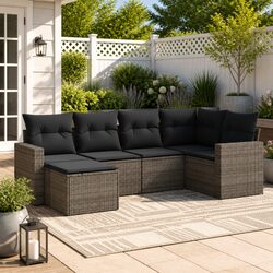 Practical 6 Piece Grey Rattan Sofa Set for Any Home