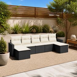 Versatile 7 Piece Black Sectional Sofa Set for Outdoor Use