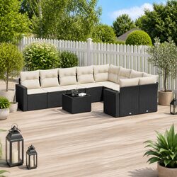 10-Piece Modular Rattan Sofa for Backyard Comfort