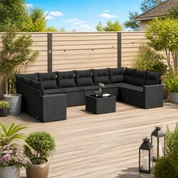 Black Modular Patio Conversation Set 11 Piece Sofa