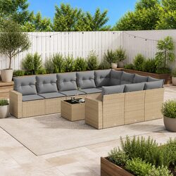 Practical 11-Piece Beige Outdoor Sectional Sofa for Any Space