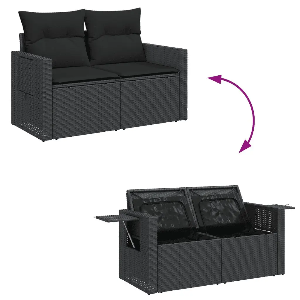 Garden Sofa Set PE Rattan 4 Piece Outdoor Furniture Sectional Black