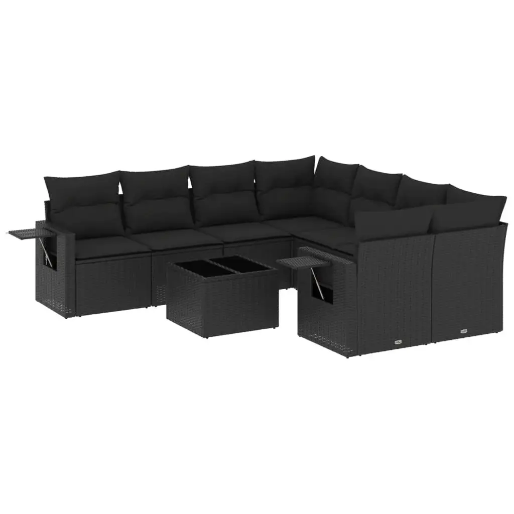 Garden Sofa Set Modular PE Rattan 9 Piece Outdoor Furniture Black
