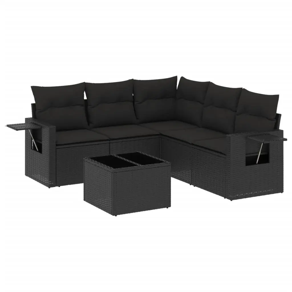 Garden Sofa Set PE Rattan Modular 6 Piece Outdoor Furniture Black