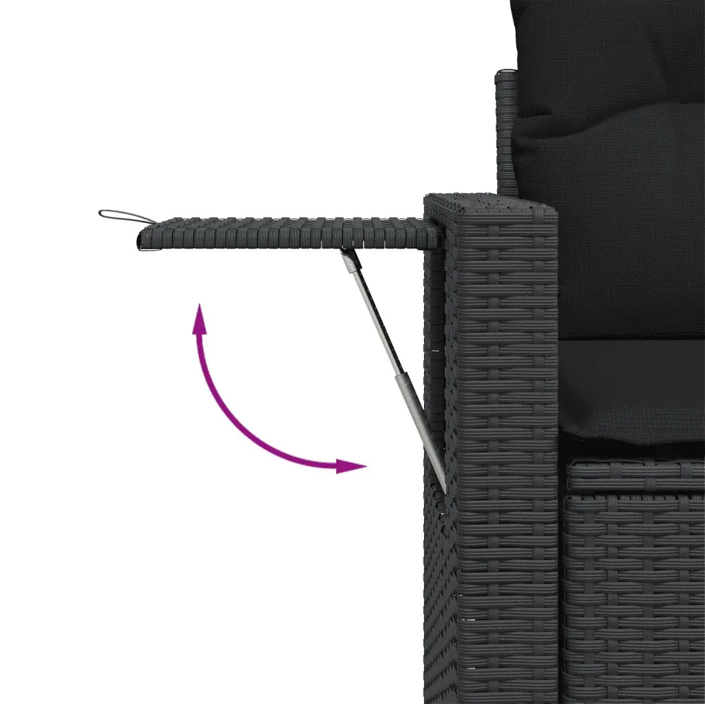 Garden Sofa Set PE Rattan 6 Piece Outdoor Furniture Black Modular