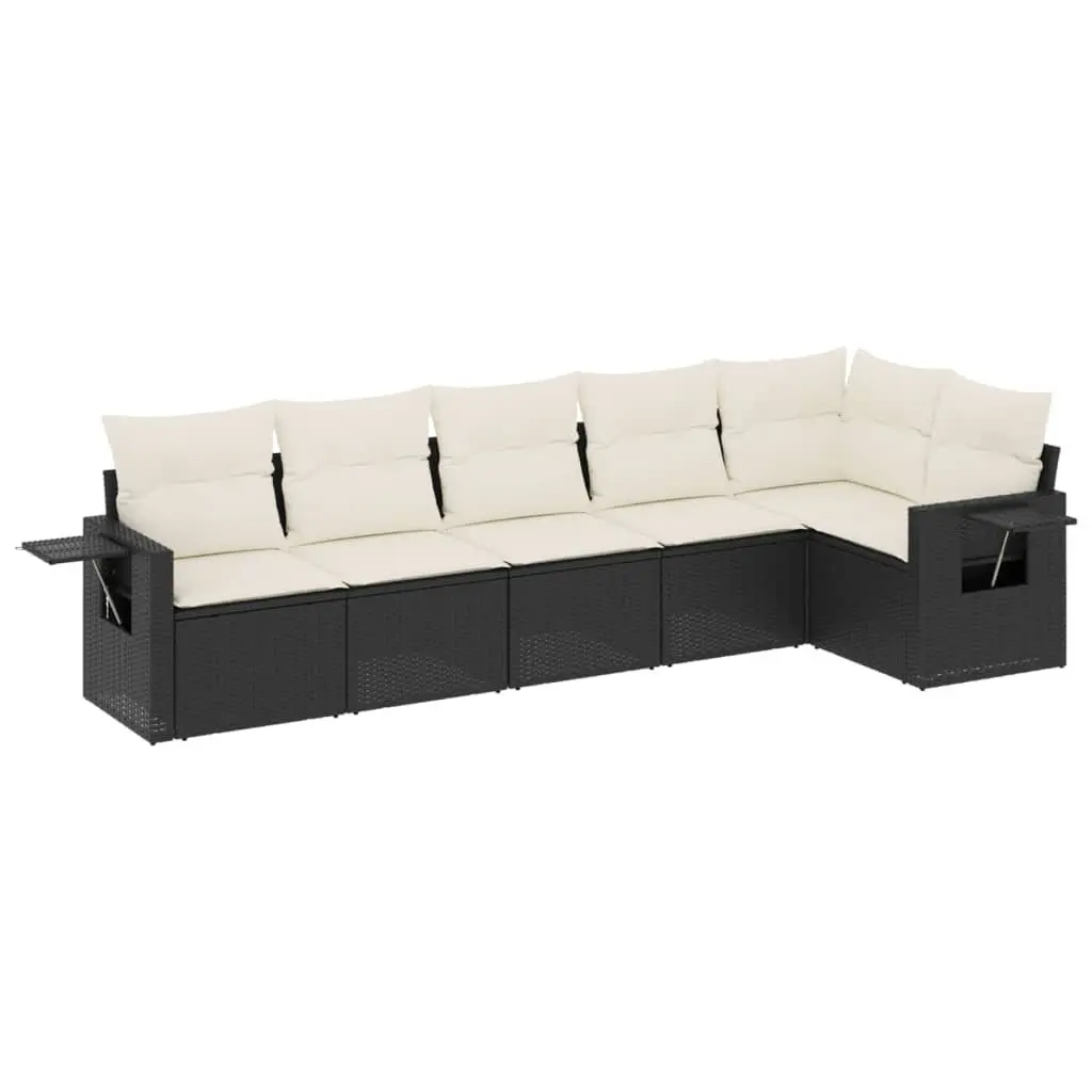 Garden Sofa Set PE Rattan 6 Piece Outdoor Furniture Modular Black