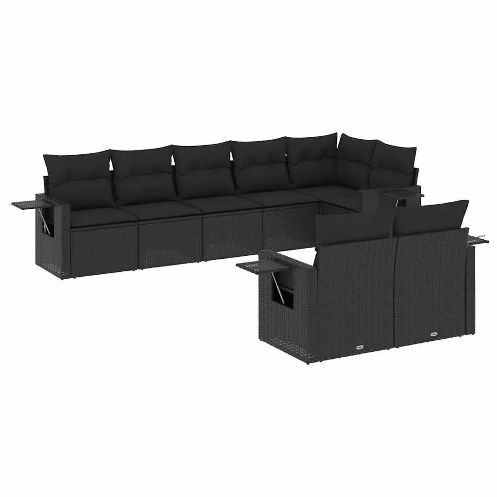 Garden Sofa Set Modular Poly Rattan 8 Piece Outdoor Furniture Black