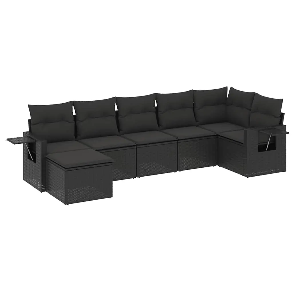 Garden Sofa Set Modular PE Rattan 7 Piece Outdoor Furniture Black