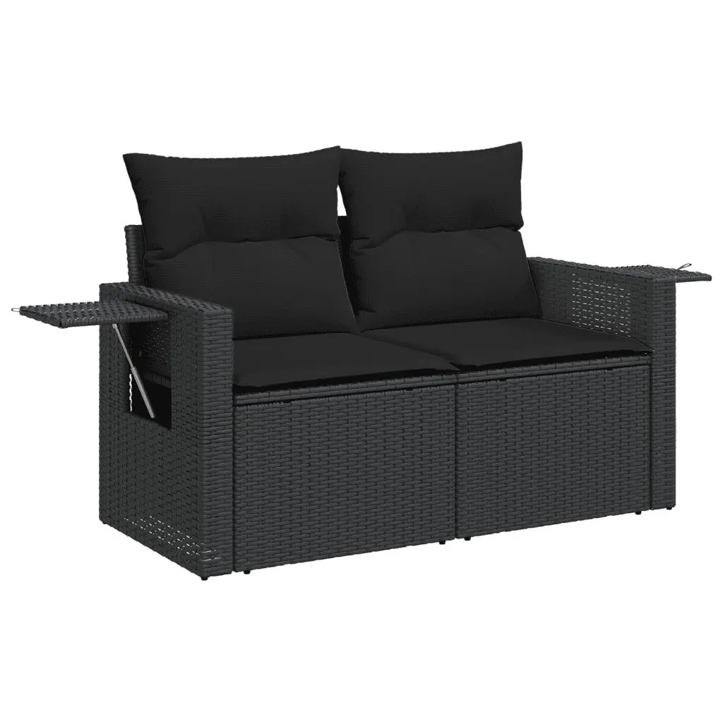 Garden Sofa Set 8 Piece Outdoor Furniture Black Poly Rattan Patio Seating with