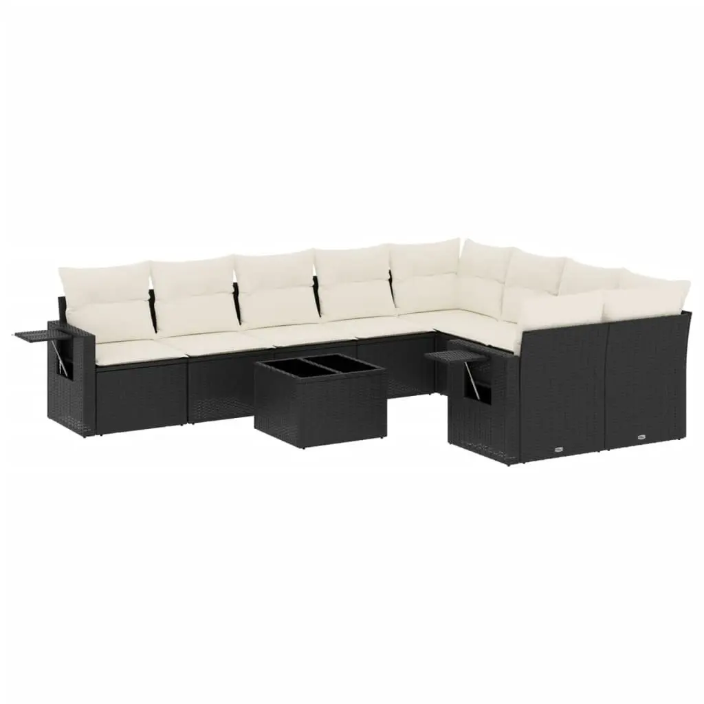 Garden Sofa Set 10 Piece Modular Outdoor Furniture Black PE Rattan