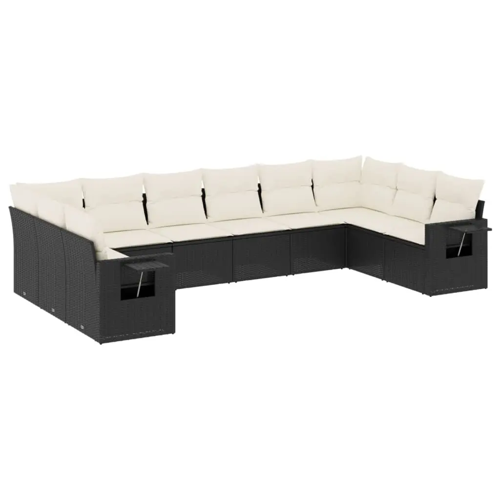 Garden Sofa Set 10 Piece Modular Outdoor Furniture Black PE Rattan