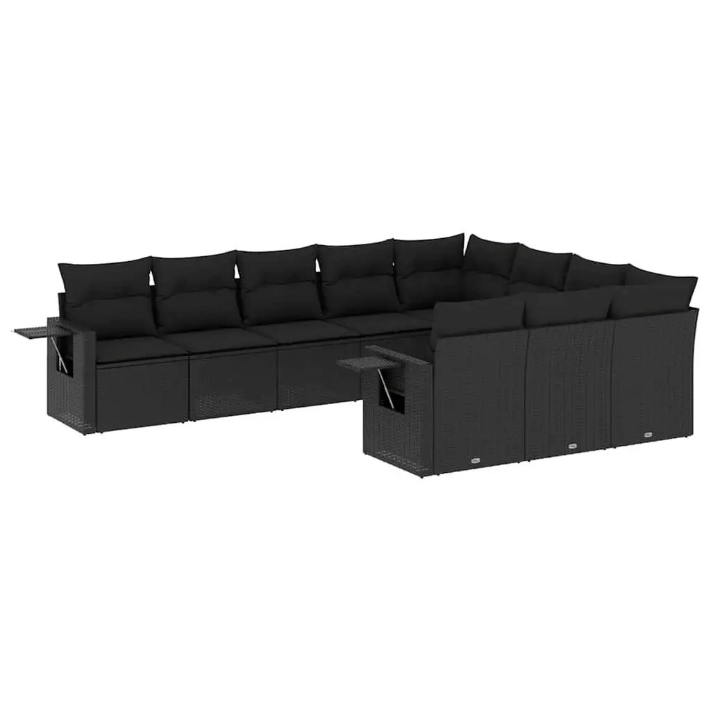 Garden Sofa Set Poly Rattan 10 Piece Outdoor Furniture Patio Lounge Black