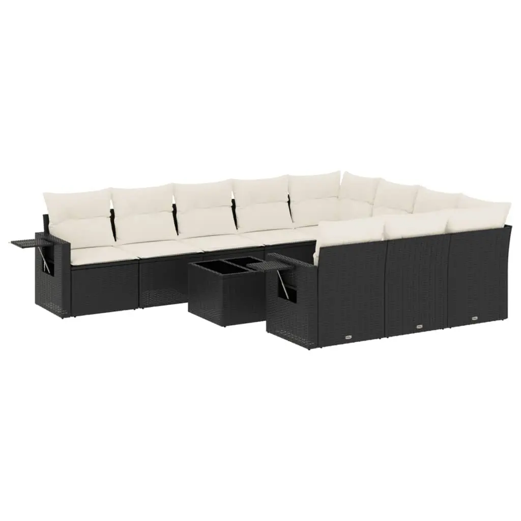 Garden Sofa Set Modular PE Rattan 11 Piece Outdoor Furniture Black