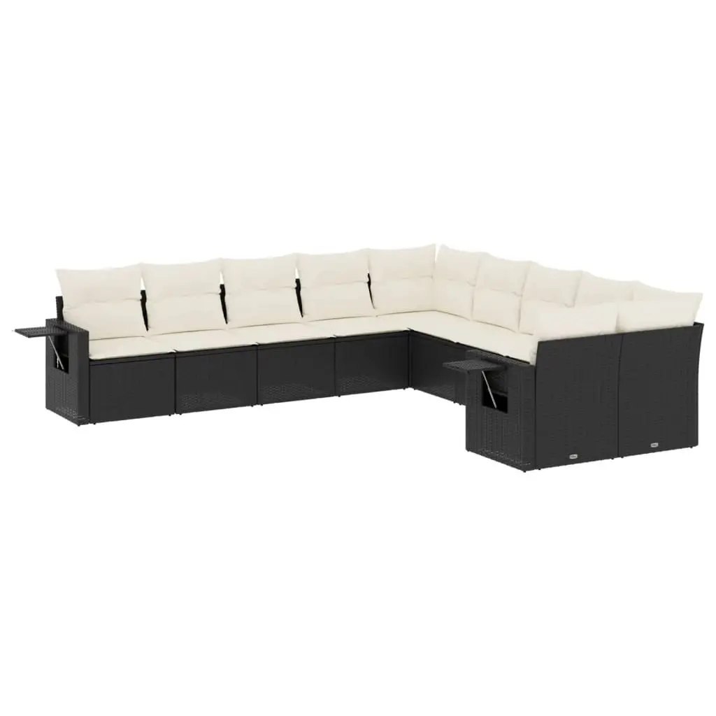 Garden Sofa Set Modular PE Rattan 10 Piece Outdoor Furniture Black