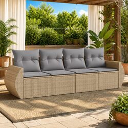 4 Piece Modular Garden Sofa Set with Cushions and Storage