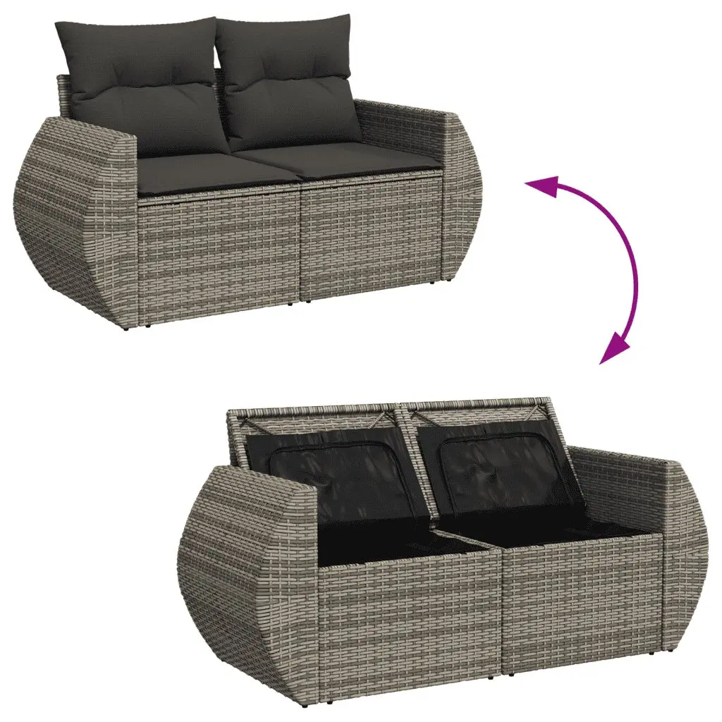 4 Piece Garden Sofa Set Grey PE Rattan Outdoor Furniture Patio Seating