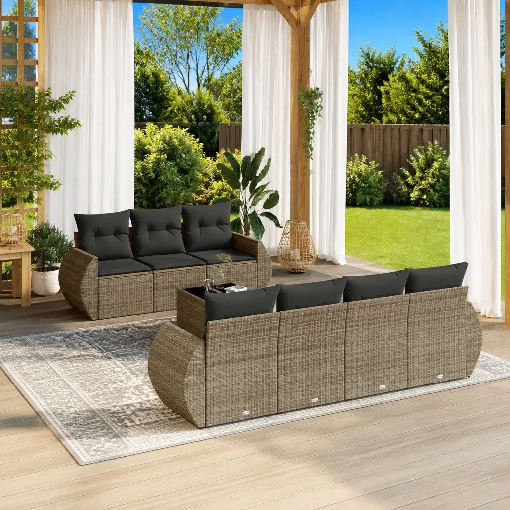 Garden Sofa Set 8 Piece Modular Outdoor Furniture Grey PE Rattan Patio Seating