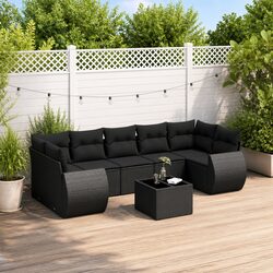 Practical 8-Piece Black Patio Sofa Set with Storage