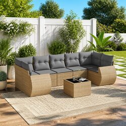 Versatile 8-Piece Beige Outdoor Sofa for Your Patio