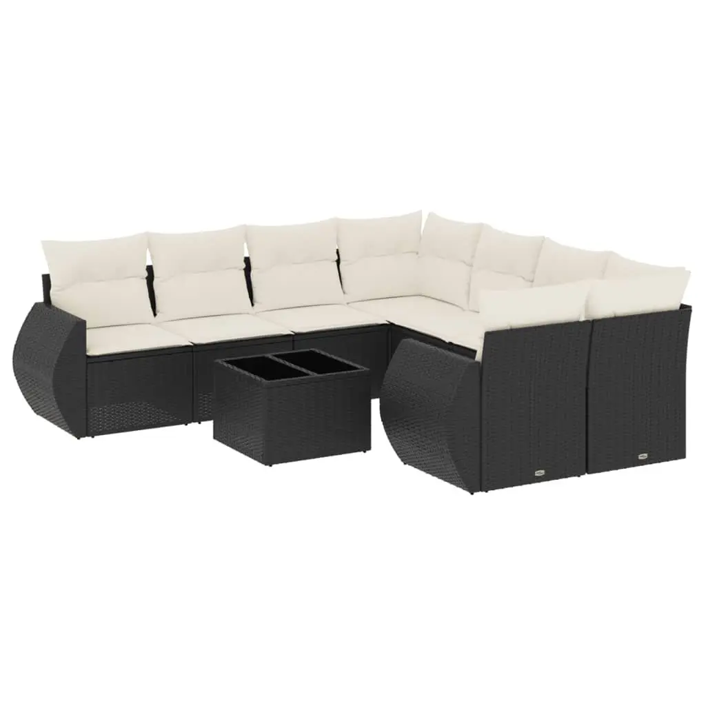 Garden Sofa Set Modular PE Rattan 9 Piece Outdoor Furniture Black