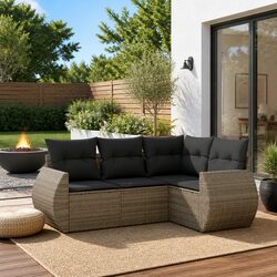 Ideal for Relaxing, This 4 Piece Garden Sofa Set