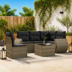 Practical 6-Piece Grey Garden Sofa Set for Your Patio