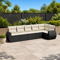 Practical 6 Piece Black Rattan Garden Sofa Set for Any Space