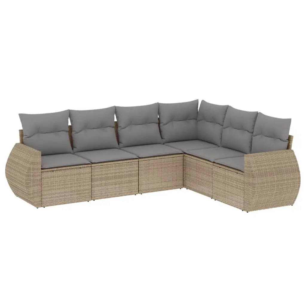Garden Sofa Set 6 Piece Outdoor Furniture Patio Seating Beige with Cushions