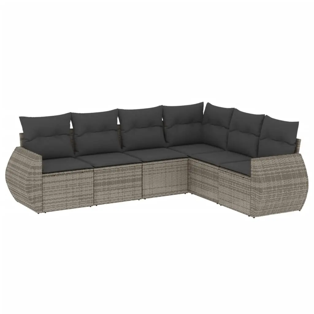 Garden Sofa Set Poly Rattan 6 Piece Outdoor Furniture Grey Modular Patio Seating