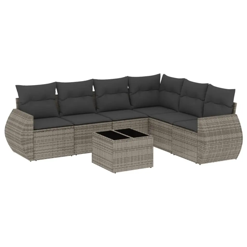 Garden Sofa Set Modular PE Rattan 7 Piece Outdoor Furniture Grey