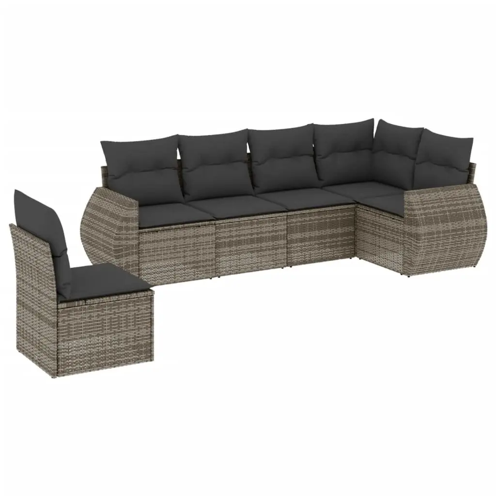Garden Sofa Set Poly Rattan 6 Piece Outdoor Furniture Sectional Grey