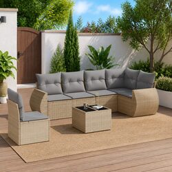 Practical 7 Piece Beige Outdoor Sofa Set for Any Home