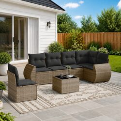 Perfect for Patios: 7 Piece Modular Garden Sofa Set