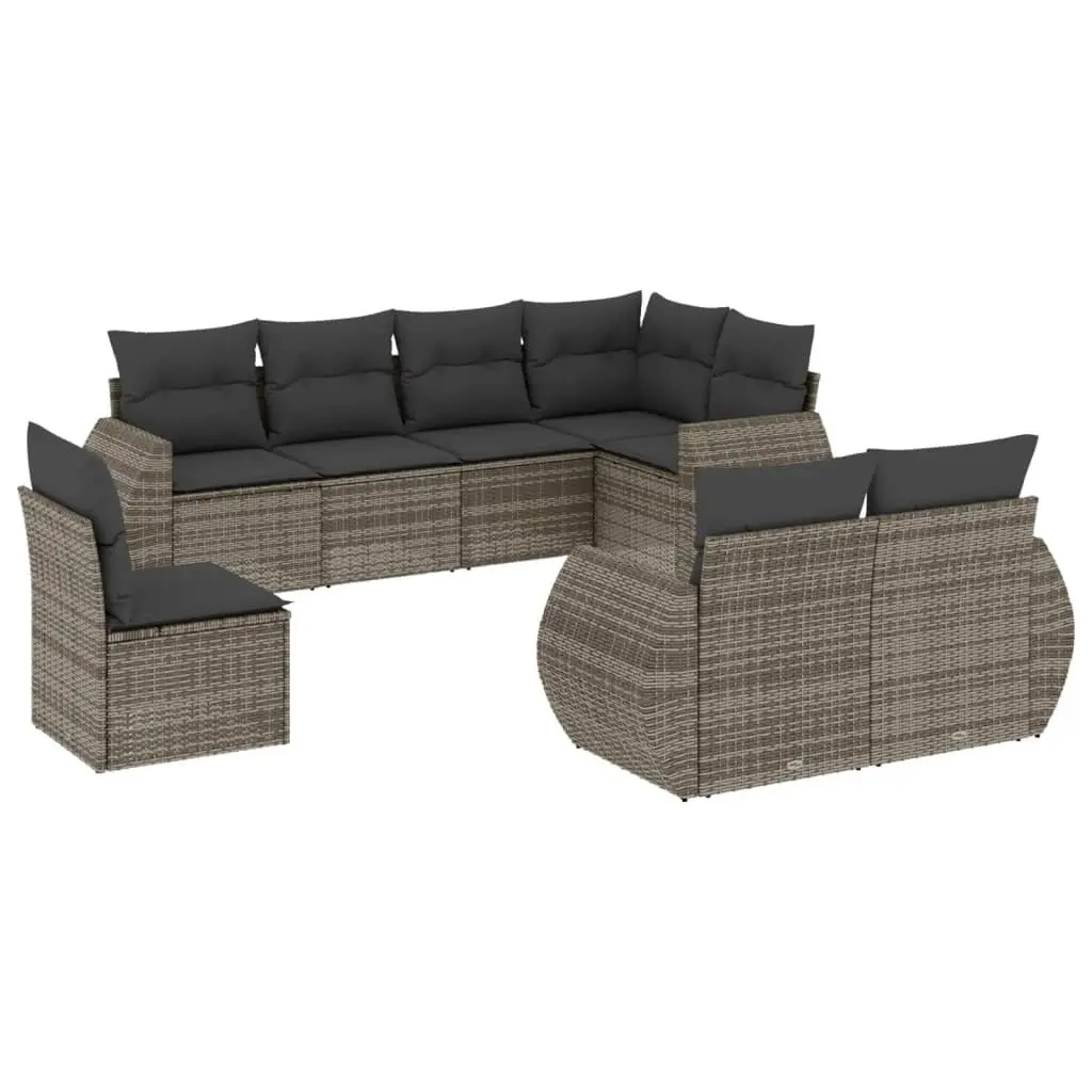 Garden Sofa Set 8 Piece Outdoor Furniture Grey Poly Rattan Modular Patio Lounge