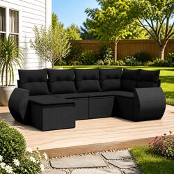 Practical 6 Piece Garden Sofa Set for Versatile Outdoor Use