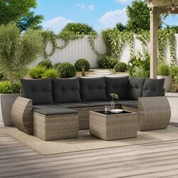 7 Piece Garden Sofa Set Outdoor Furniture Patio Sectional with Cushions Grey