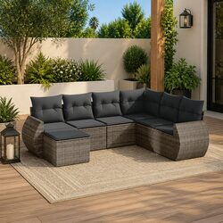 Versatile 7 Piece Grey Sofa Set for Outdoor Living