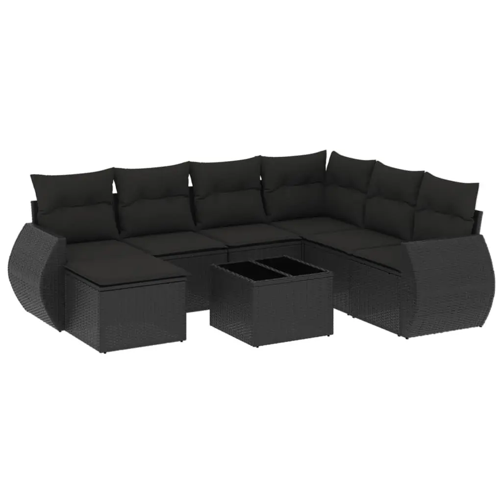 Outdoor Garden Sofa Set 8 Piece Modular Patio Furniture Black PE Rattan with