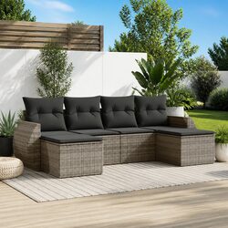 Practical 6 Piece Grey Garden Sofa Set