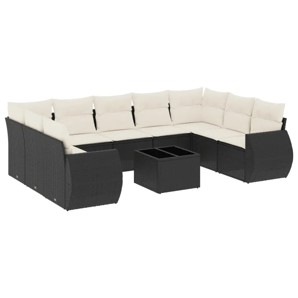 Garden Sofa Set PE Rattan Modular 10 Piece Outdoor Furniture Black